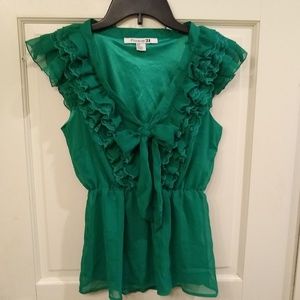 🧡Forever 21 ruffled, crepe (S/P) top